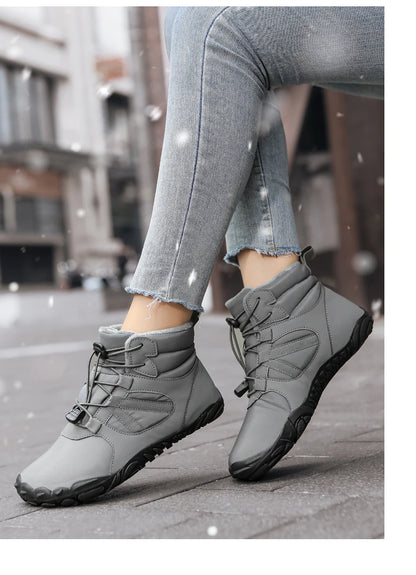 Big Size 36-47 Winter Barefoot Boots Waterproof Winter Sneakers Fur Lined Wide Toe Box Snow Boot Women Men Plush Hiking Boots