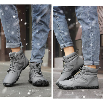 Big Size 36-47 Winter Barefoot Boots Waterproof Winter Sneakers Fur Lined Wide Toe Box Snow Boot Women Men Plush Hiking Boots