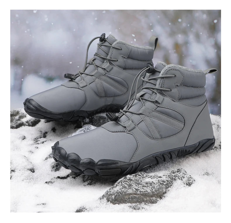 Big Size 36-47 Winter Barefoot Boots Waterproof Winter Sneakers Fur Lined Wide Toe Box Snow Boot Women Men Plush Hiking Boots