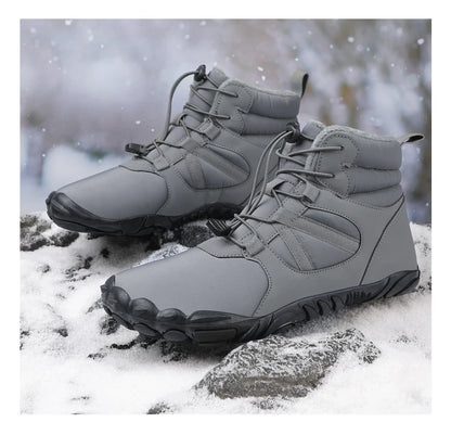 Big Size 36-47 Winter Barefoot Boots Waterproof Winter Sneakers Fur Lined Wide Toe Box Snow Boot Women Men Plush Hiking Boots