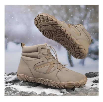 Big Size 36-47 Winter Barefoot Boots Waterproof Winter Sneakers Fur Lined Wide Toe Box Snow Boot Women Men Plush Hiking Boots