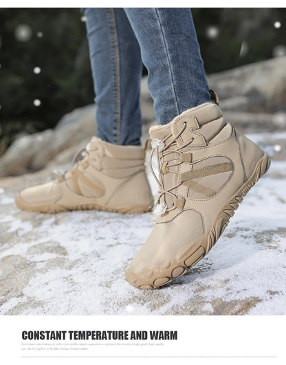 Big Size 36-47 Winter Barefoot Boots Waterproof Winter Sneakers Fur Lined Wide Toe Box Snow Boot Women Men Plush Hiking Boots