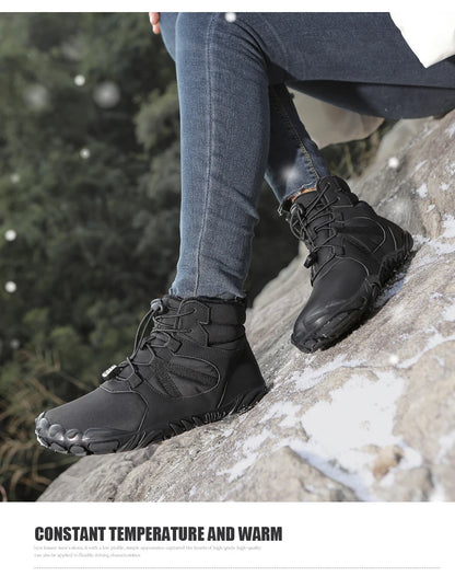 Big Size 36-47 Winter Barefoot Boots Waterproof Winter Sneakers Fur Lined Wide Toe Box Snow Boot Women Men Plush Hiking Boots