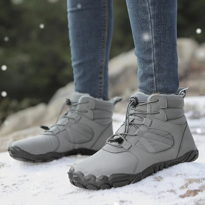 Big Size 36-47 Winter Barefoot Boots Waterproof Winter Sneakers Fur Lined Wide Toe Box Snow Boot Women Men Plush Hiking Boots